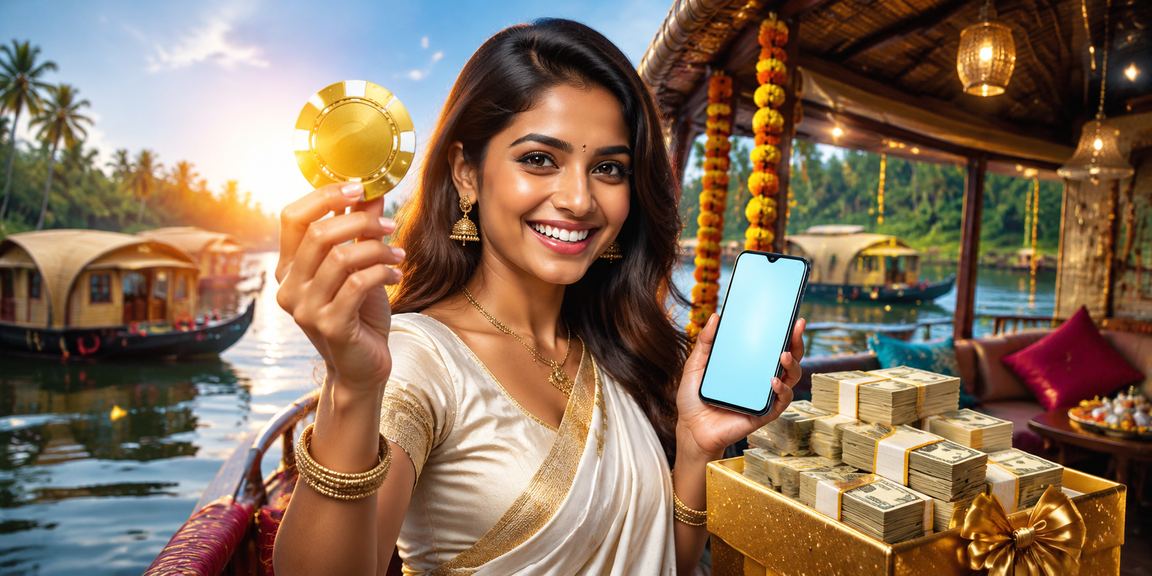 Peaceful Kerala backwaters and mobile payment